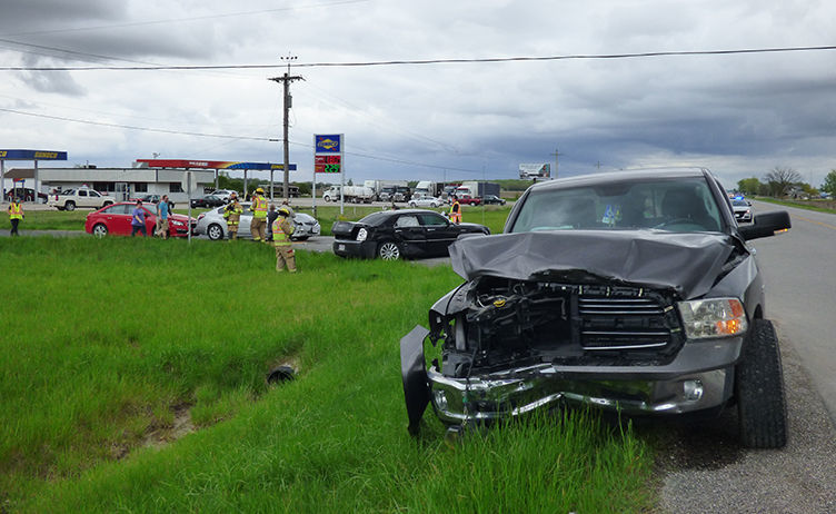 Minor injuries in four-vehicle crash